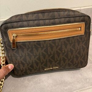 Michael Kors Black and Brown Logo Crossbody